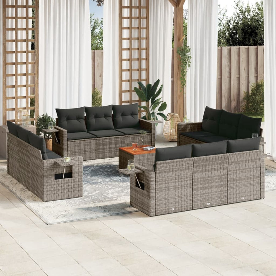 Set Mobilier De Grădină Cu Perne, 13 Piese, , Poliratan