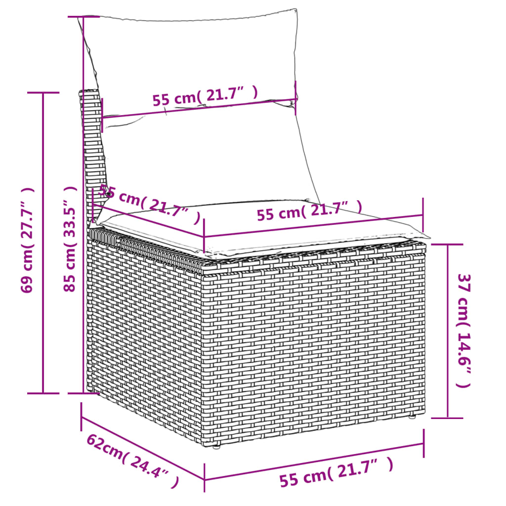 Set Mobilier De Grădină Cu Perne, 6 Piese, , Poliratan