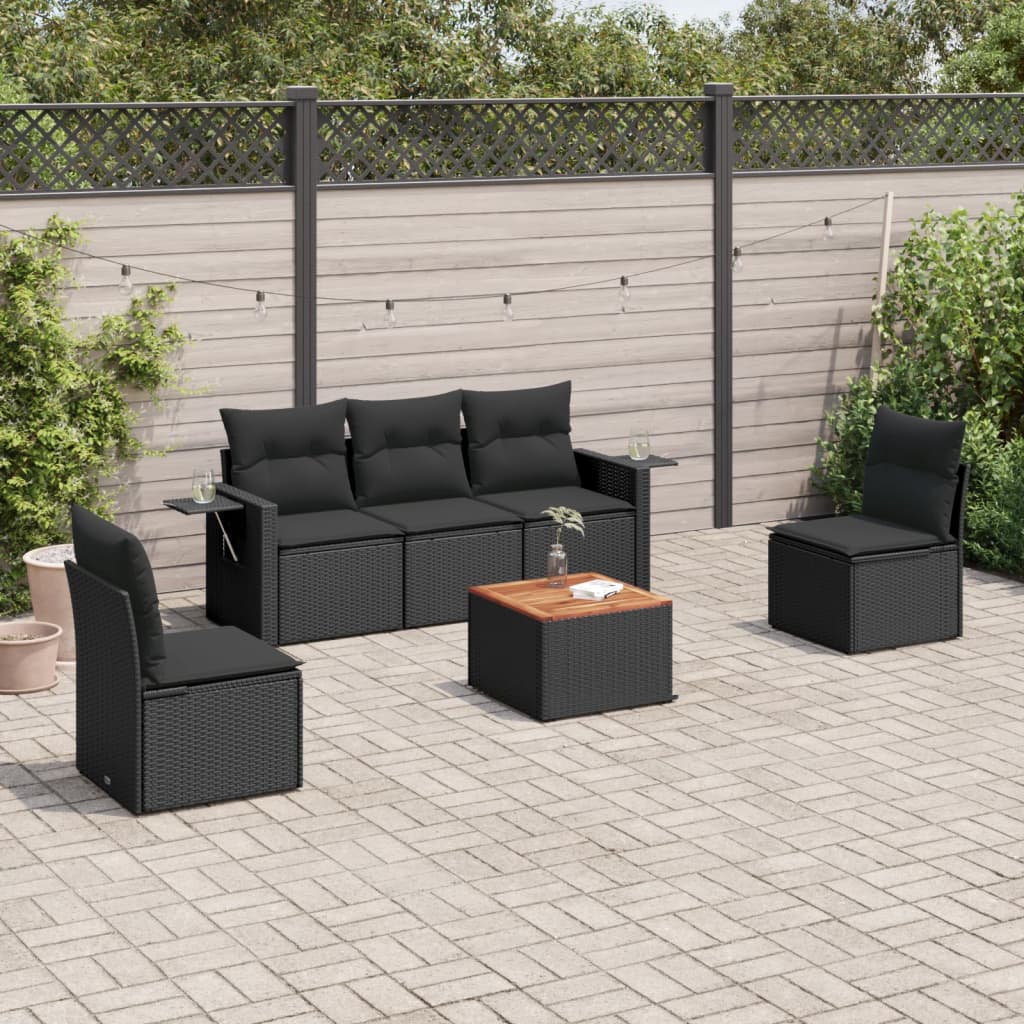Set Mobilier De Grădină Cu Perne, 6 Piese, , Poliratan
