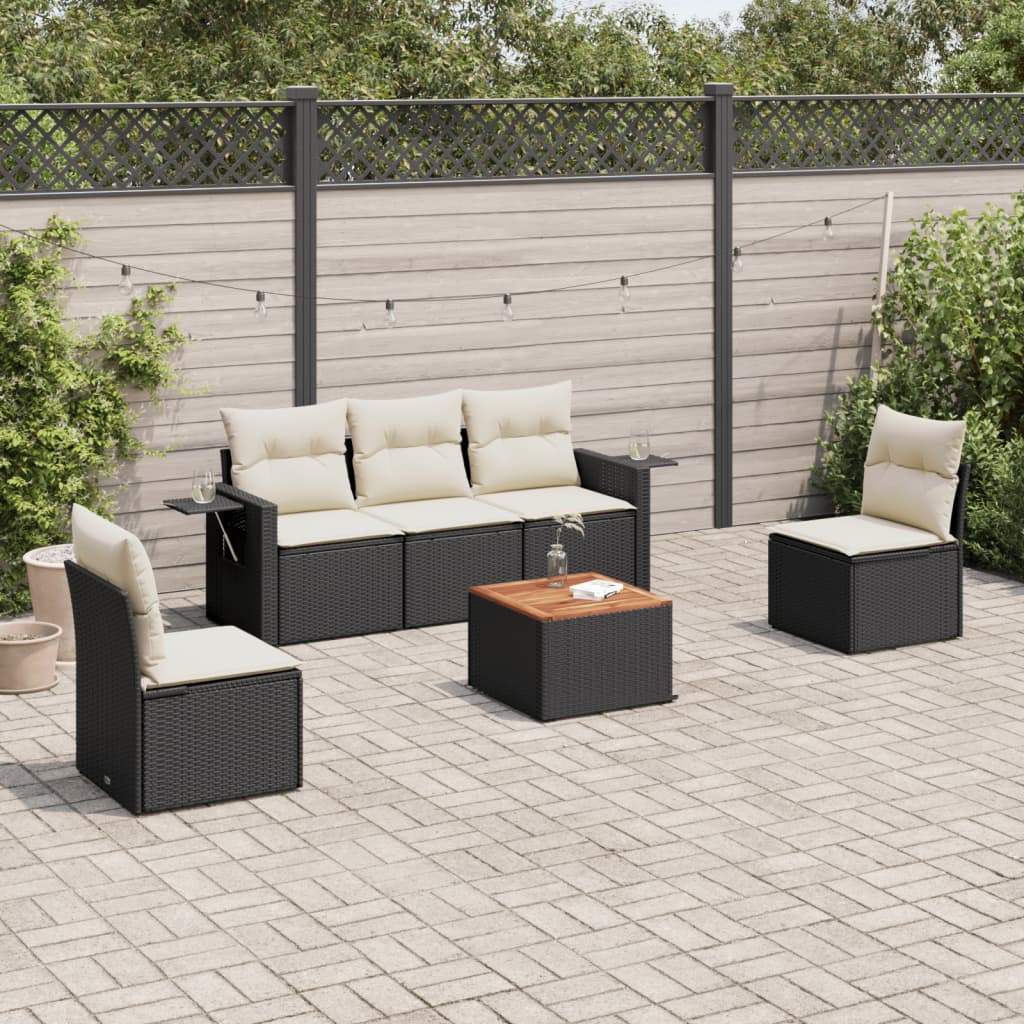 Set Mobilier De Grădină Cu Perne, 6 Piese, , Poliratan