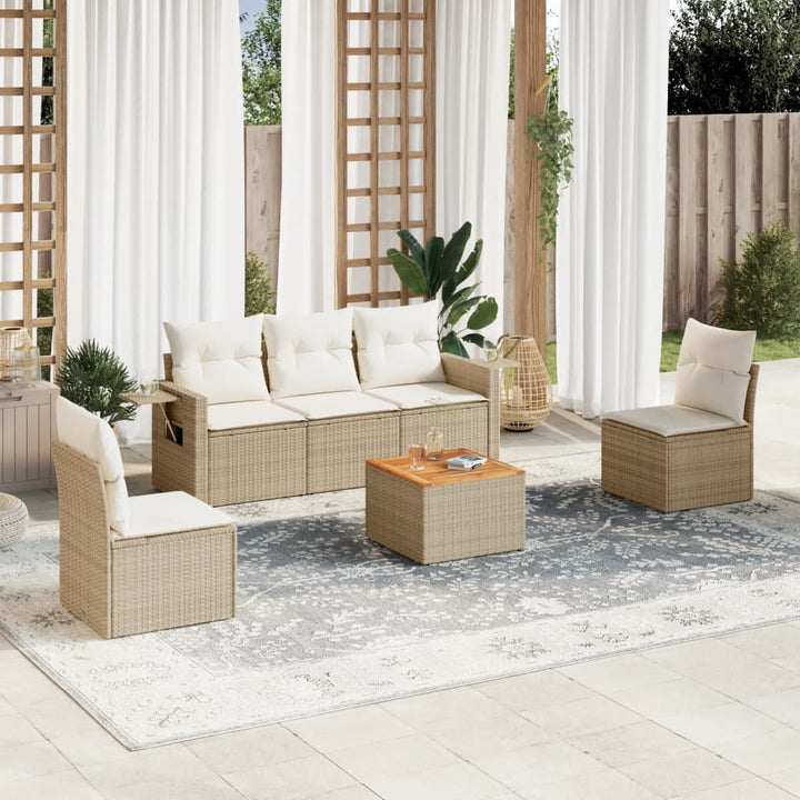 Set Mobilier De Grădină Cu Perne, 6 Piese, , Poliratan