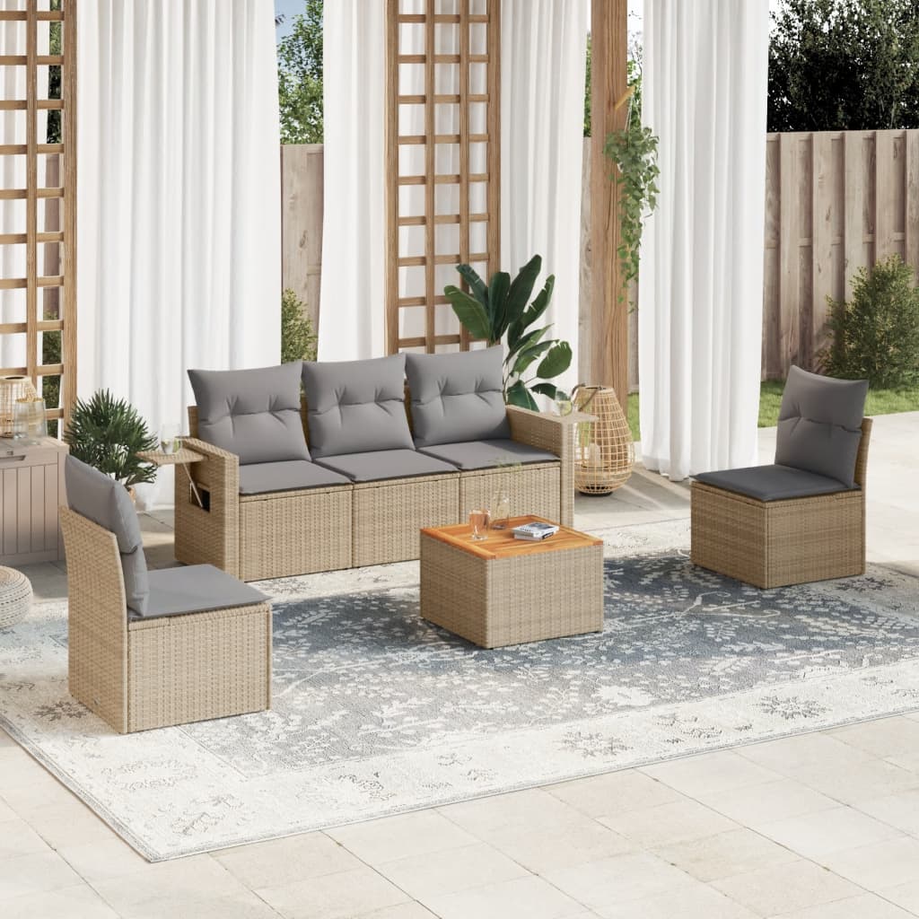 Set Mobilier De Grădină Cu Perne, 6 Piese, , Poliratan