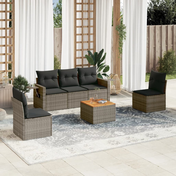Set Mobilier De Grădină Cu Perne, 6 Piese, , Poliratan