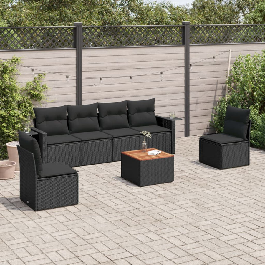 Set Canapele De Grădină Cu Perne, 7 Piese, , Poliratan