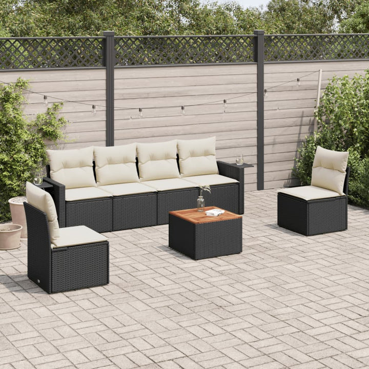 Set Canapele De Grădină Cu Perne, 7 Piese, , Poliratan