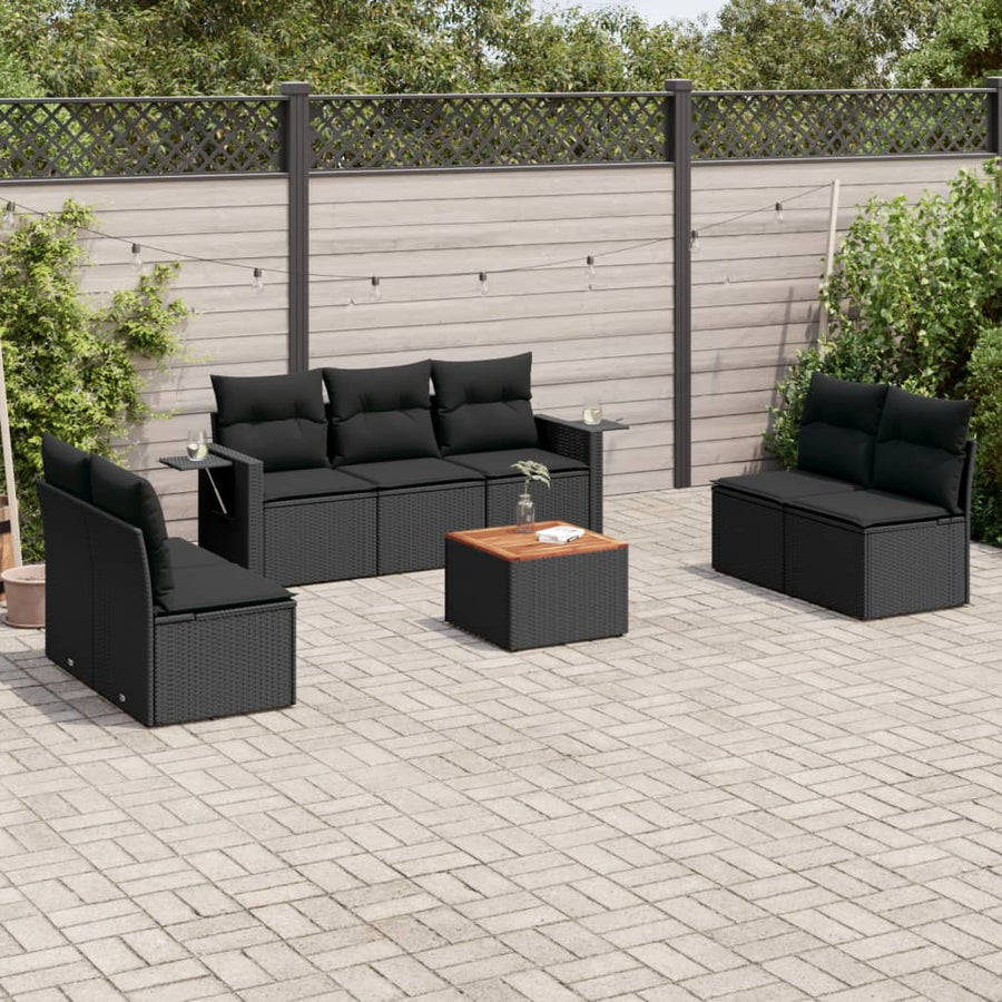 Set Mobilier De Grădină Cu Perne, 8 Piese, , Poliratan