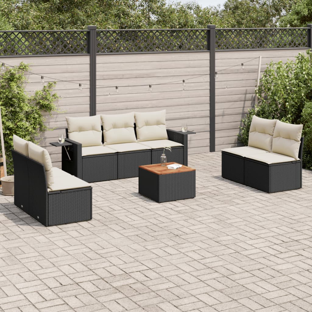 Set Mobilier De Grădină Cu Perne, 8 Piese, , Poliratan