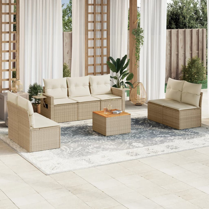 Set Mobilier De Grădină Cu Perne, 8 Piese, , Poliratan