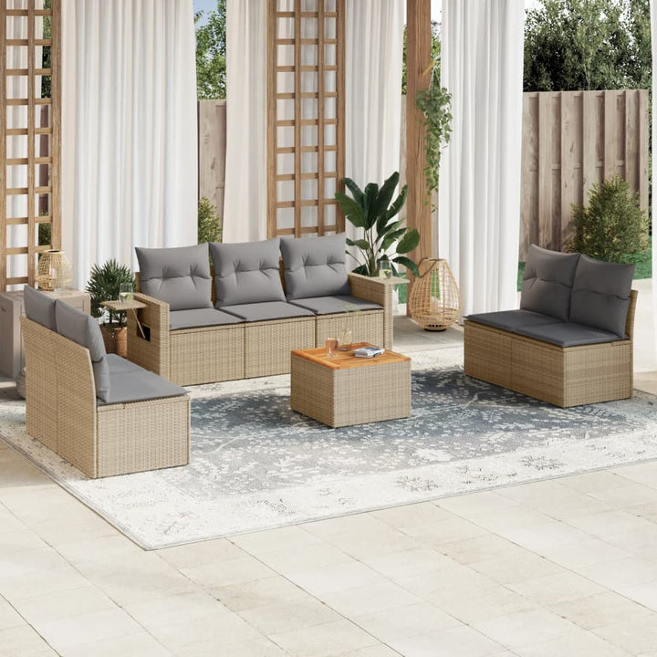 Set Mobilier De Grădină Cu Perne, 8 Piese, , Poliratan