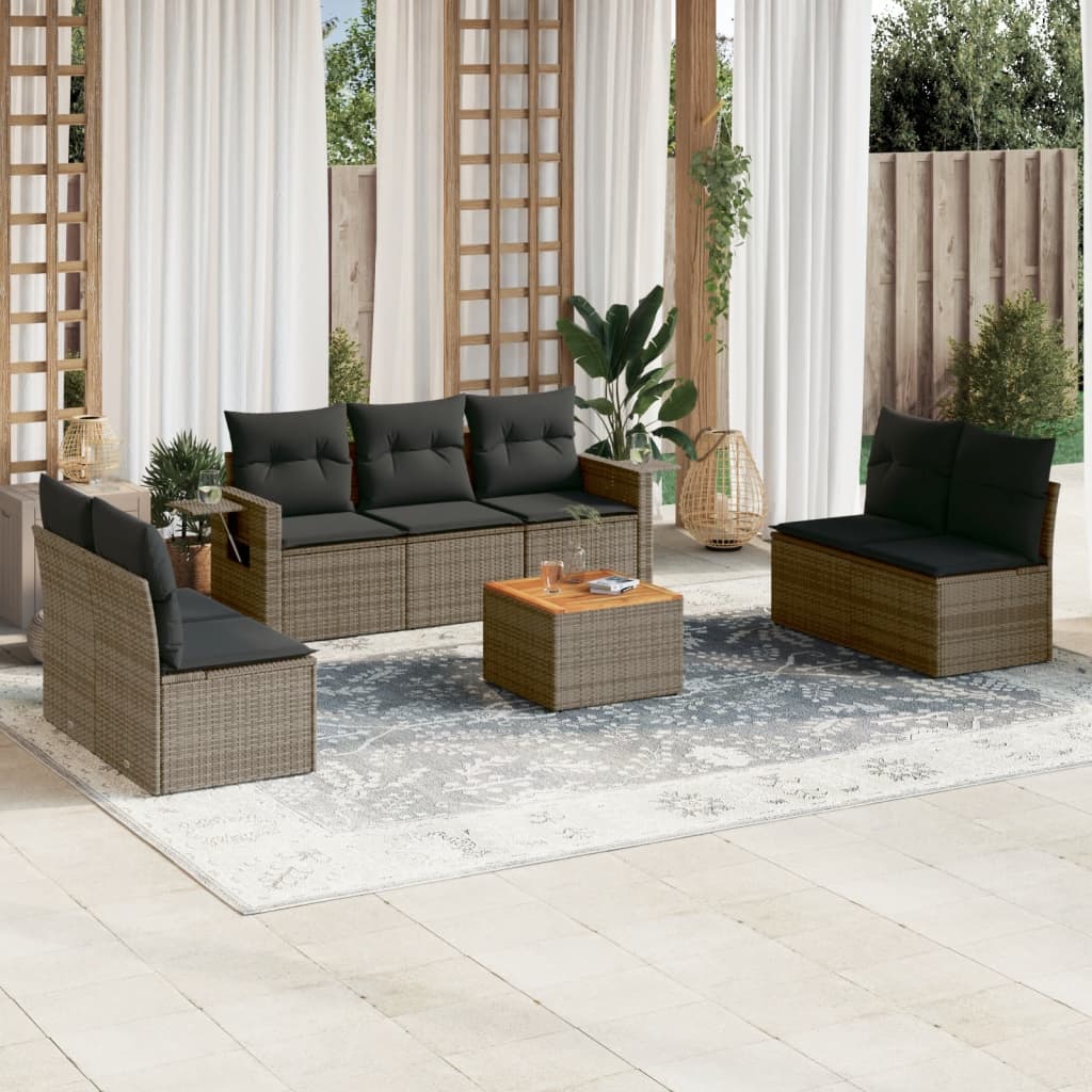 Set Mobilier De Grădină Cu Perne, 8 Piese, , Poliratan