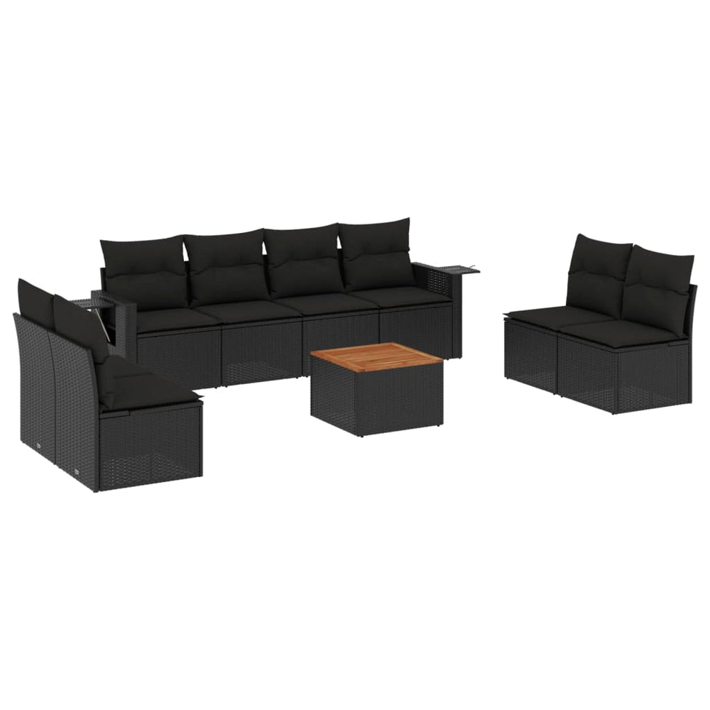 Set Mobilier De Grădină Cu Perne, 9 Piese, , Poliratan
