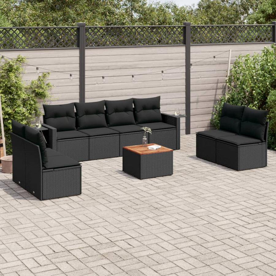 Set Mobilier De Grădină Cu Perne, 9 Piese, , Poliratan