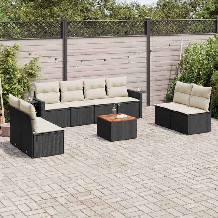 Set Mobilier De Grădină Cu Perne, 9 Piese, , Poliratan