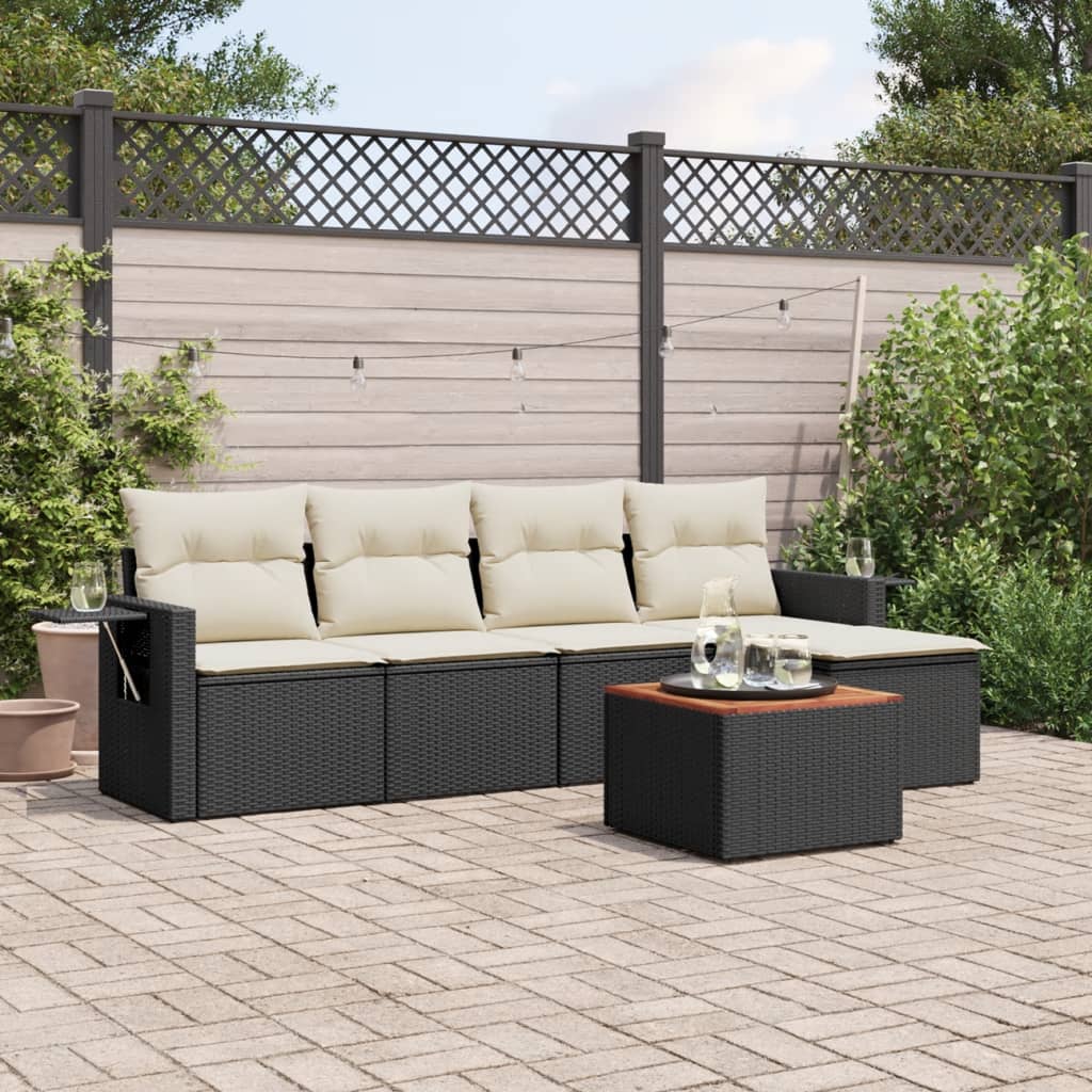 Set Mobilier Grădină Cu Perne, 6 Piese, , Poliratan