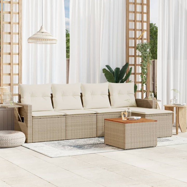 Set Mobilier Grădină Cu Perne, 6 Piese, , Poliratan