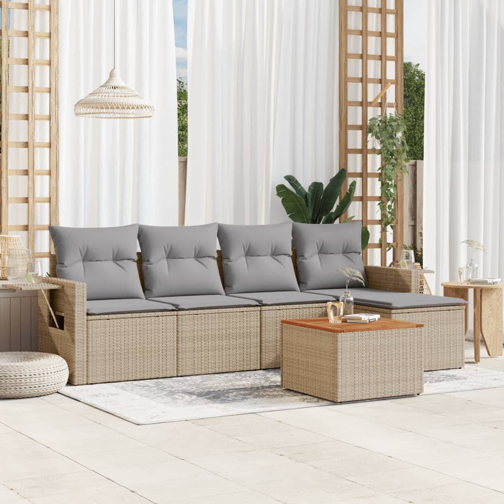 Set Mobilier Grădină Cu Perne, 6 Piese, , Poliratan