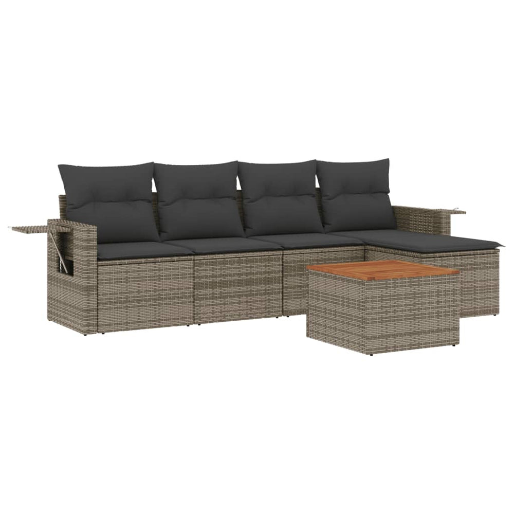 Set Mobilier Grădină Cu Perne, 6 Piese, , Poliratan