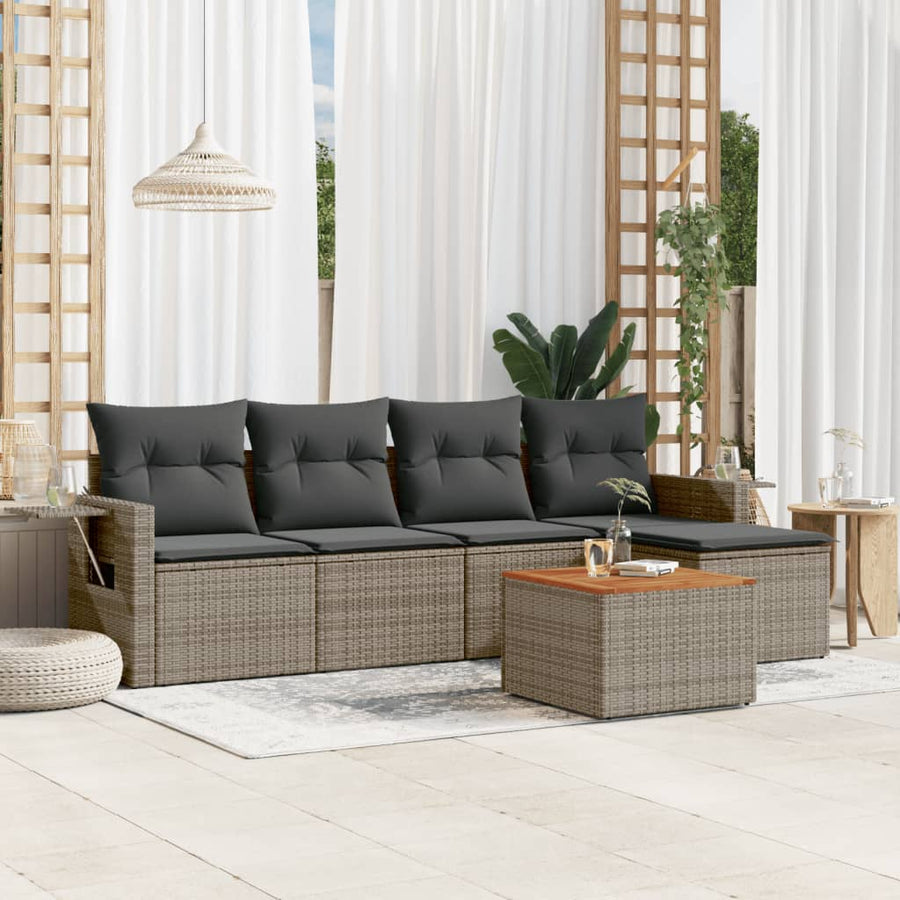 Set Mobilier Grădină Cu Perne, 6 Piese, , Poliratan