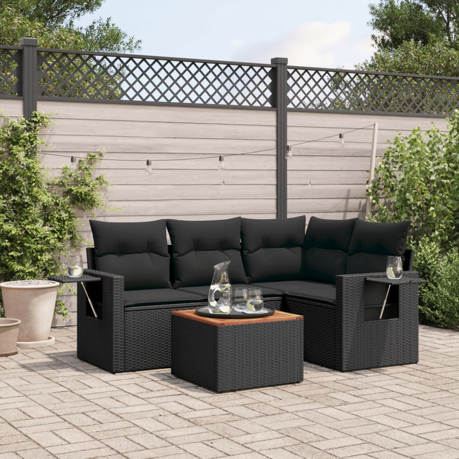 Set Mobilier De Grădină Cu Perne, 5 Piese, , Poliratan