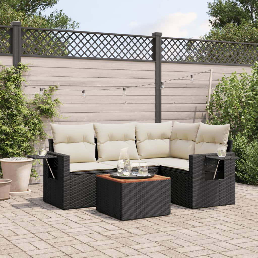 Set Mobilier De Grădină Cu Perne, 5 Piese, , Poliratan