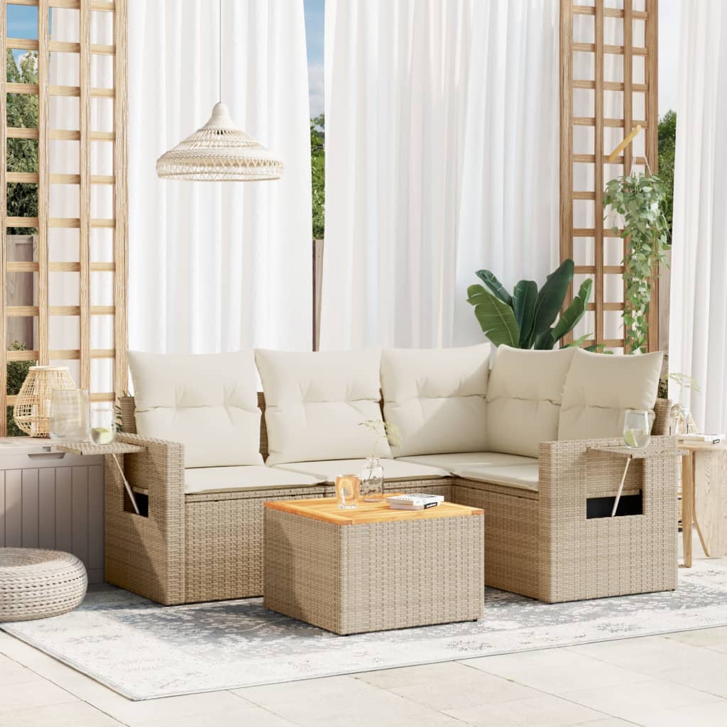 Set Mobilier De Grădină Cu Perne, 5 Piese, , Poliratan