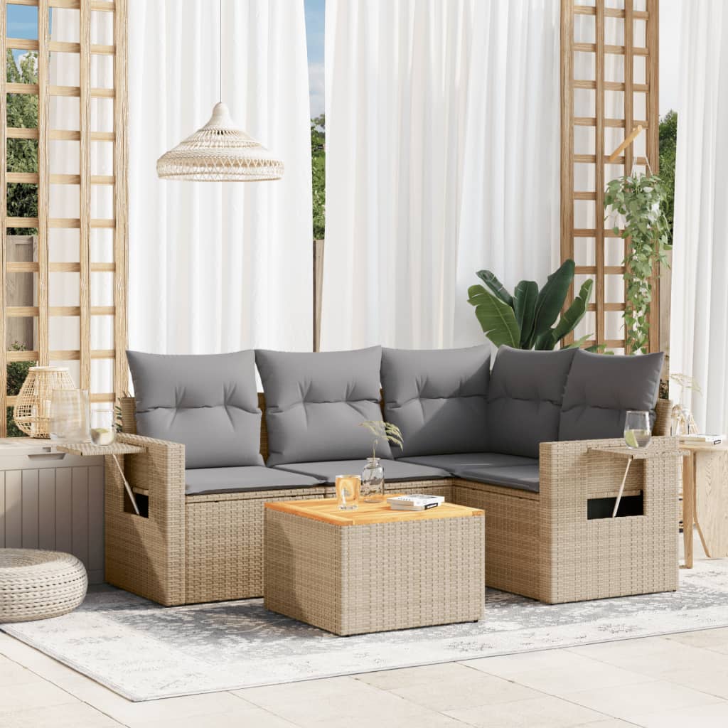 Set Mobilier De Grădină Cu Perne, 5 Piese, , Poliratan
