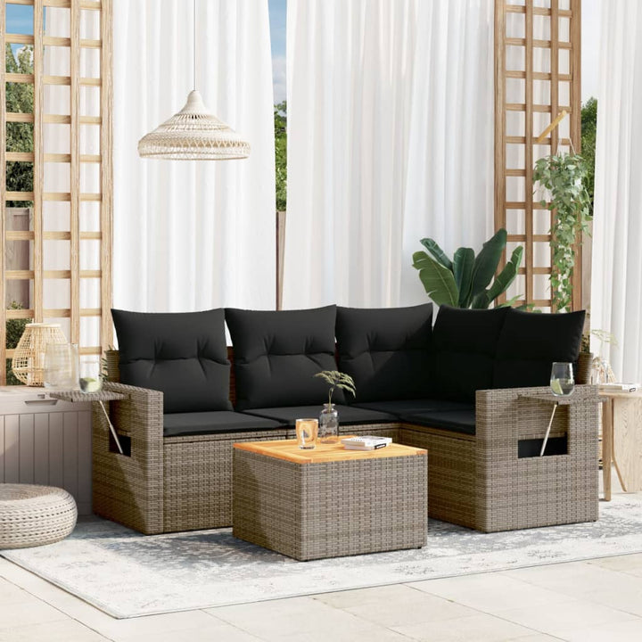 Set Mobilier De Grădină Cu Perne, 5 Piese, , Poliratan