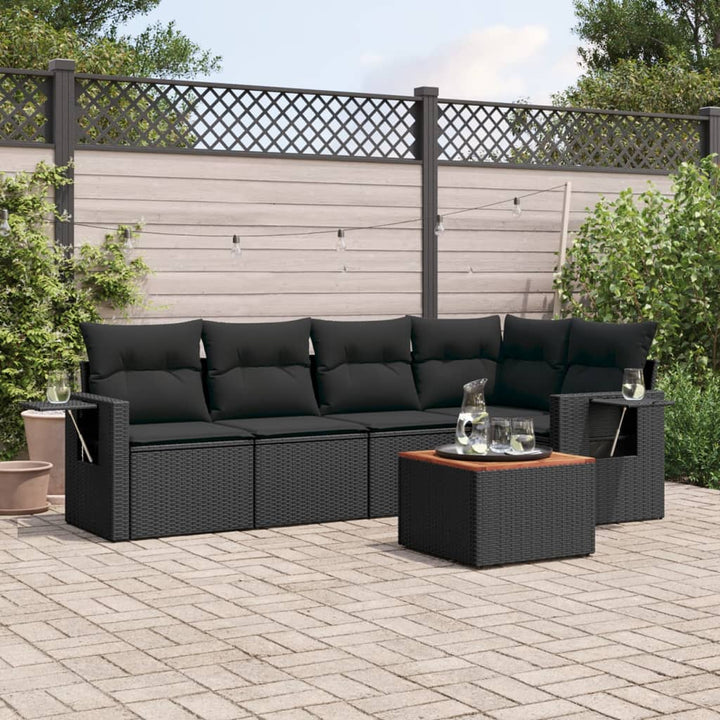 Set Mobilier Grădină Cu Perne, 6 Piese, , Poliratan