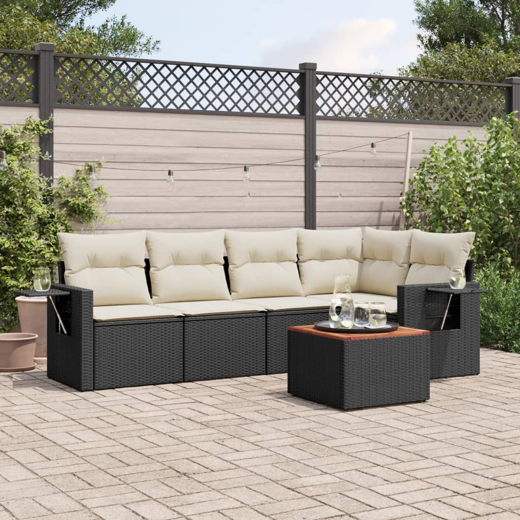 Set Mobilier Grădină Cu Perne, 6 Piese, , Poliratan