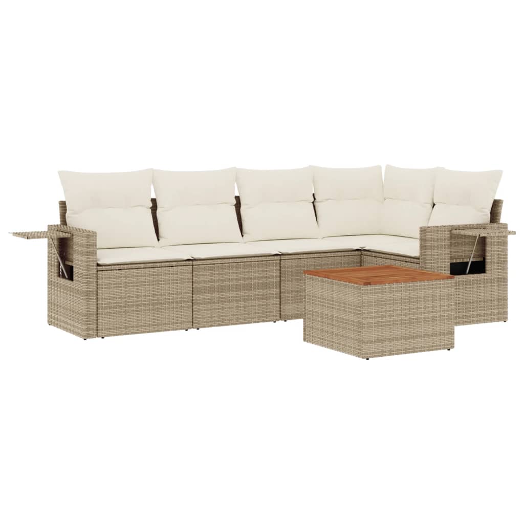Set Mobilier Grădină Cu Perne, 6 Piese, , Poliratan