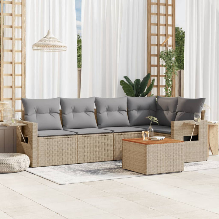 Set Mobilier Grădină Cu Perne, 6 Piese, , Poliratan