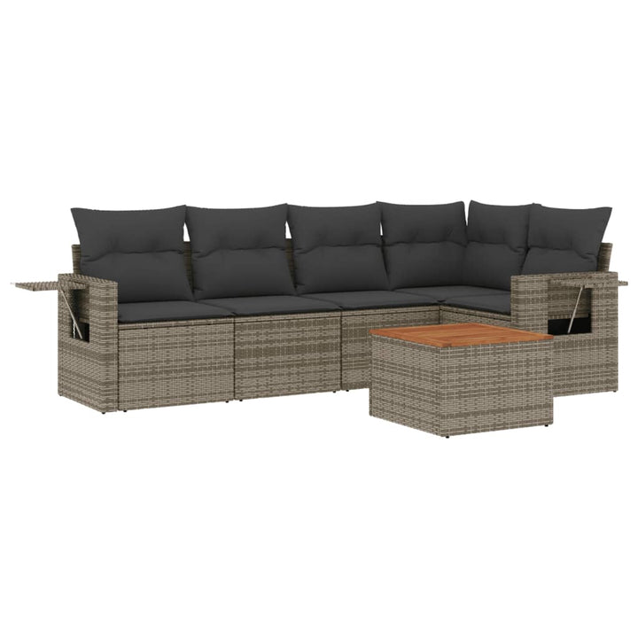 Set Mobilier Grădină Cu Perne, 6 Piese, , Poliratan