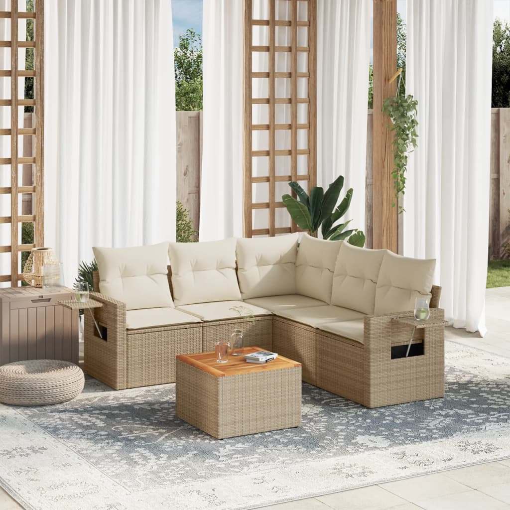 Set Mobilier Grădină Cu Perne, 6 Piese, , Poliratan