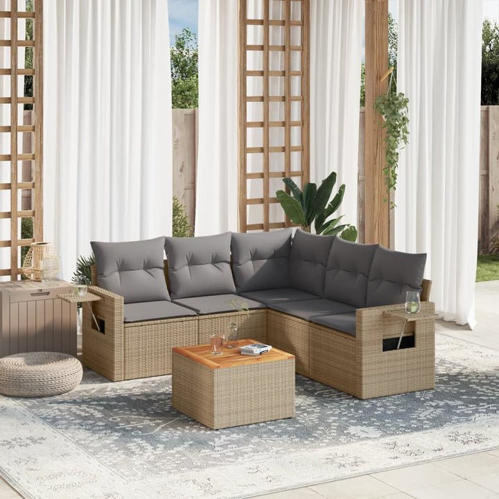 Set Mobilier Grădină Cu Perne, 6 Piese, , Poliratan