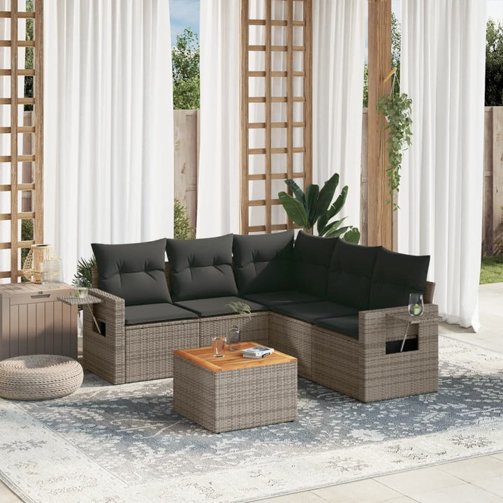 Set Mobilier Grădină Cu Perne, 6 Piese, , Poliratan