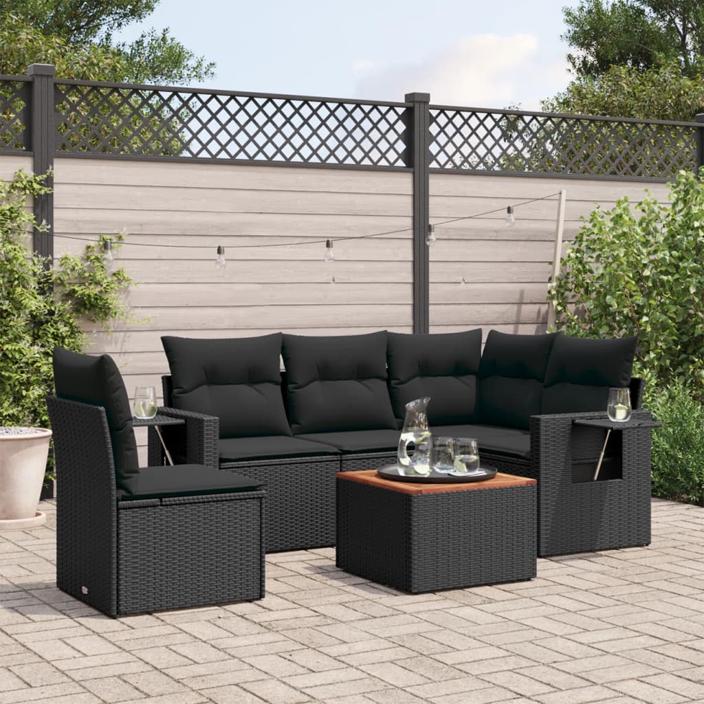 Set Mobilier Grădină Cu Perne, 6 Piese, , Poliratan
