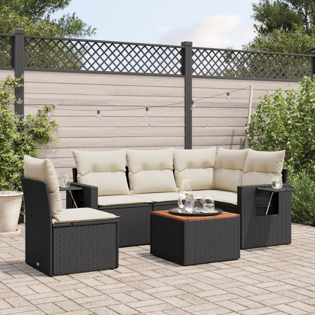 Set Mobilier Grădină Cu Perne, 6 Piese, , Poliratan