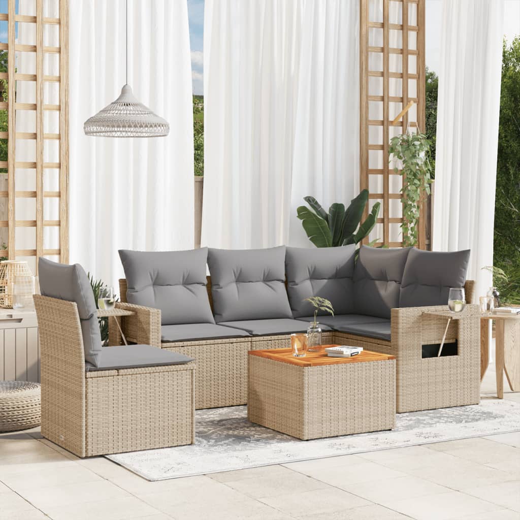 Set Mobilier Grădină Cu Perne, 6 Piese, , Poliratan