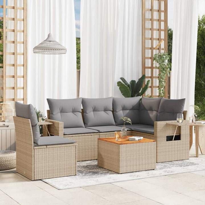 Set Mobilier Grădină Cu Perne, 6 Piese, , Poliratan