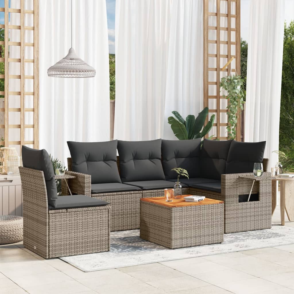 Set Mobilier Grădină Cu Perne, 6 Piese, , Poliratan