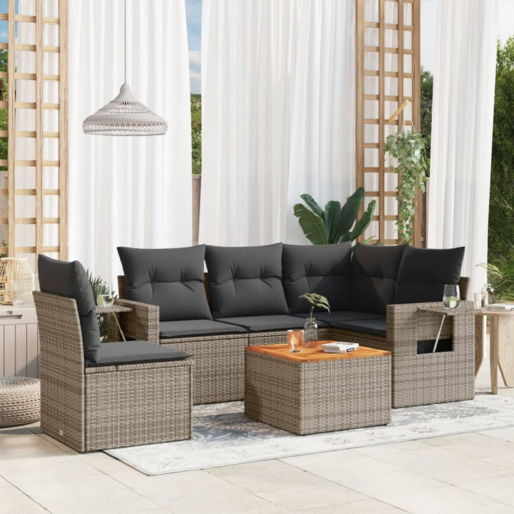 Set Mobilier Grădină Cu Perne, 6 Piese, , Poliratan