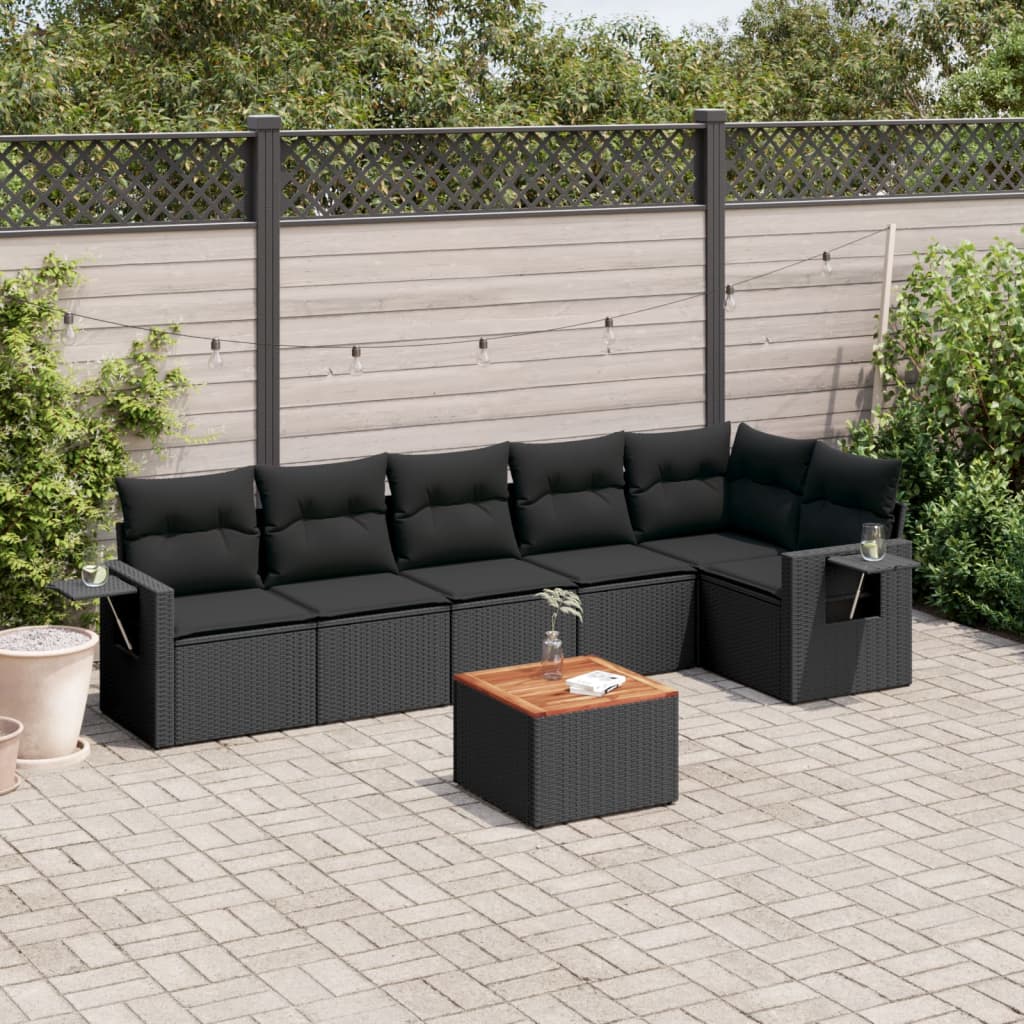 Set Canapele De Grădină, 7 Piese, Cu Perne, , Poliratan