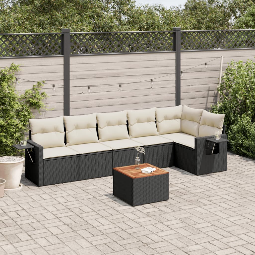 Set Canapele De Grădină, 7 Piese, Cu Perne, , Poliratan