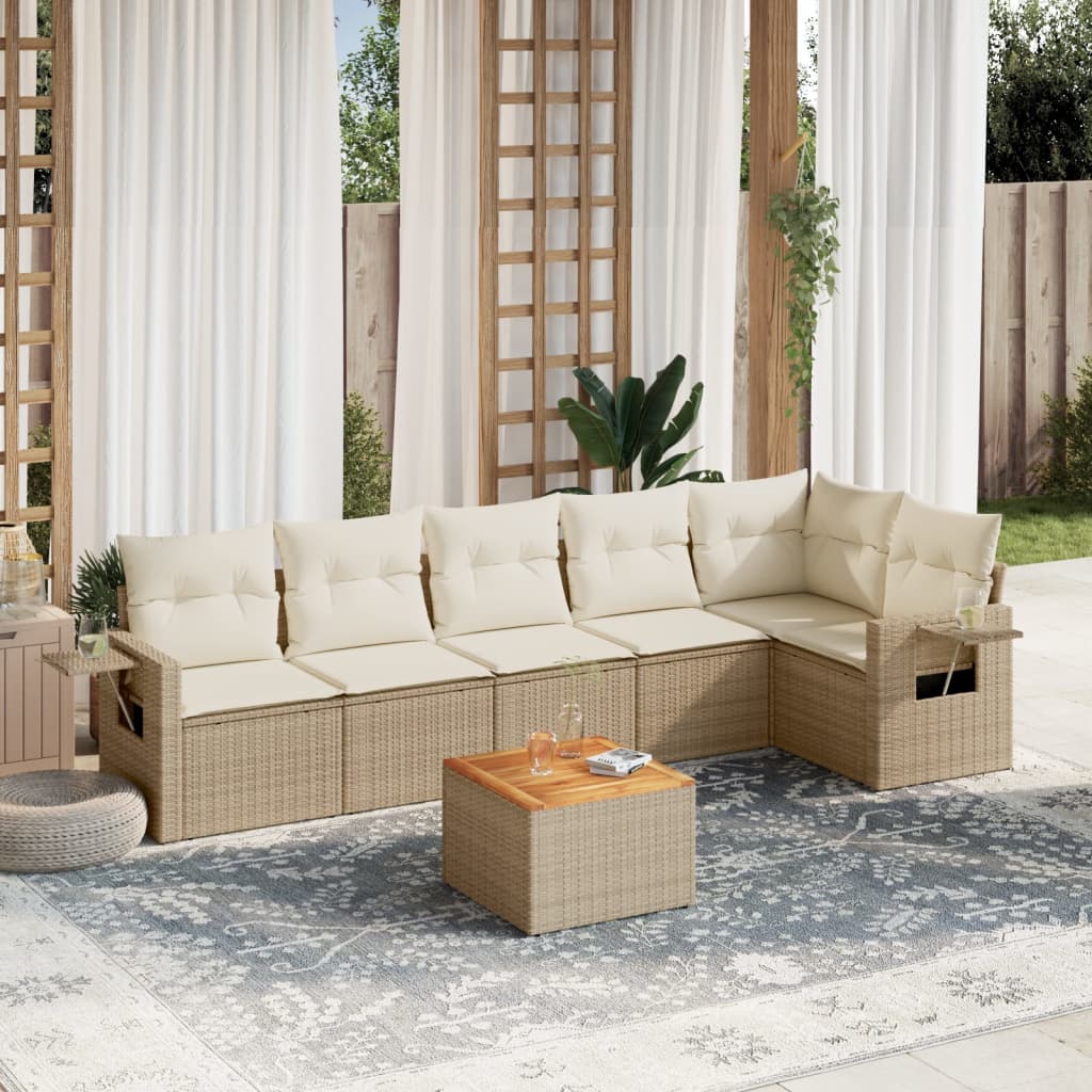 Set Canapele De Grădină, 7 Piese, Cu Perne, , Poliratan