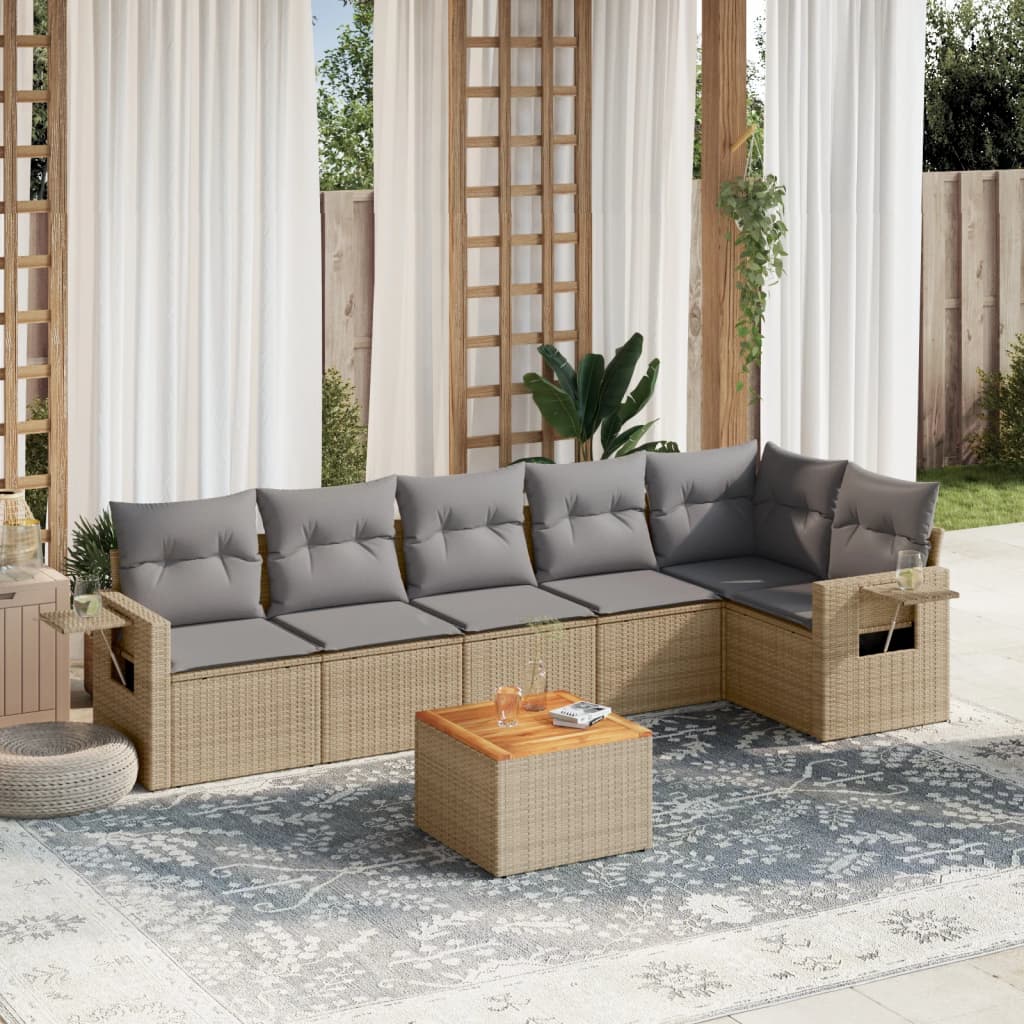 Set Canapele De Grădină, 7 Piese, Cu Perne, , Poliratan