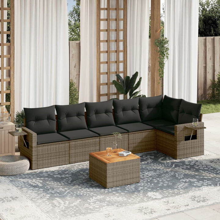 Set Canapele De Grădină, 7 Piese, Cu Perne, , Poliratan