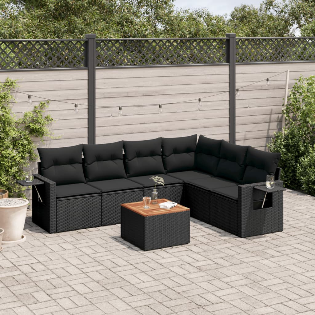 Set Canapele De Grădină, 7 Piese, Cu Perne, , Poliratan