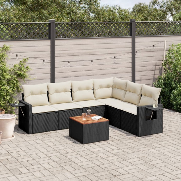 Set Canapele De Grădină, 7 Piese, Cu Perne, , Poliratan