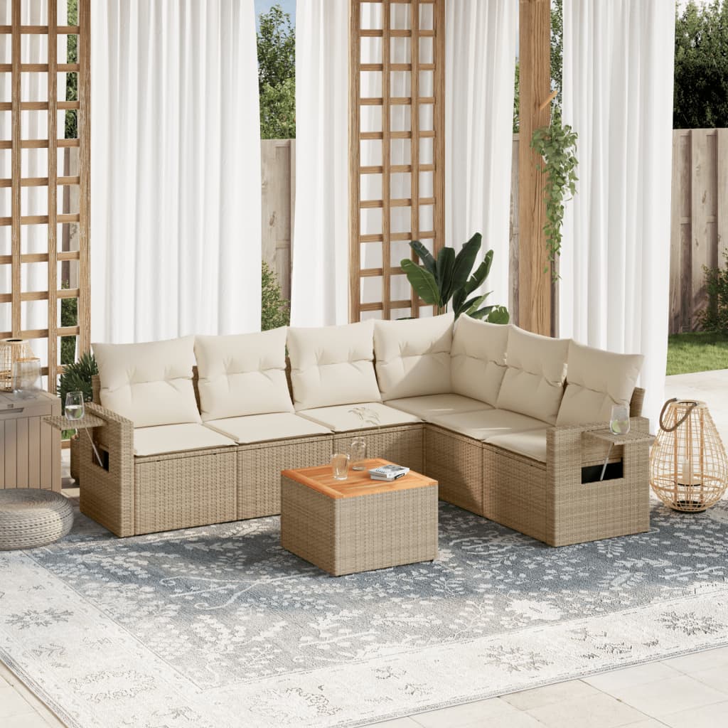 Set Canapele De Grădină, 7 Piese, Cu Perne, , Poliratan