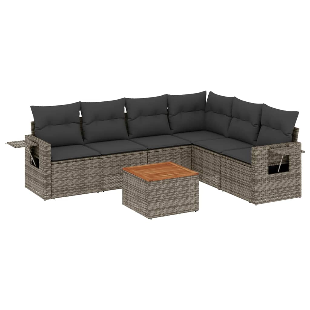 Set Canapele De Grădină, 7 Piese, Cu Perne, , Poliratan